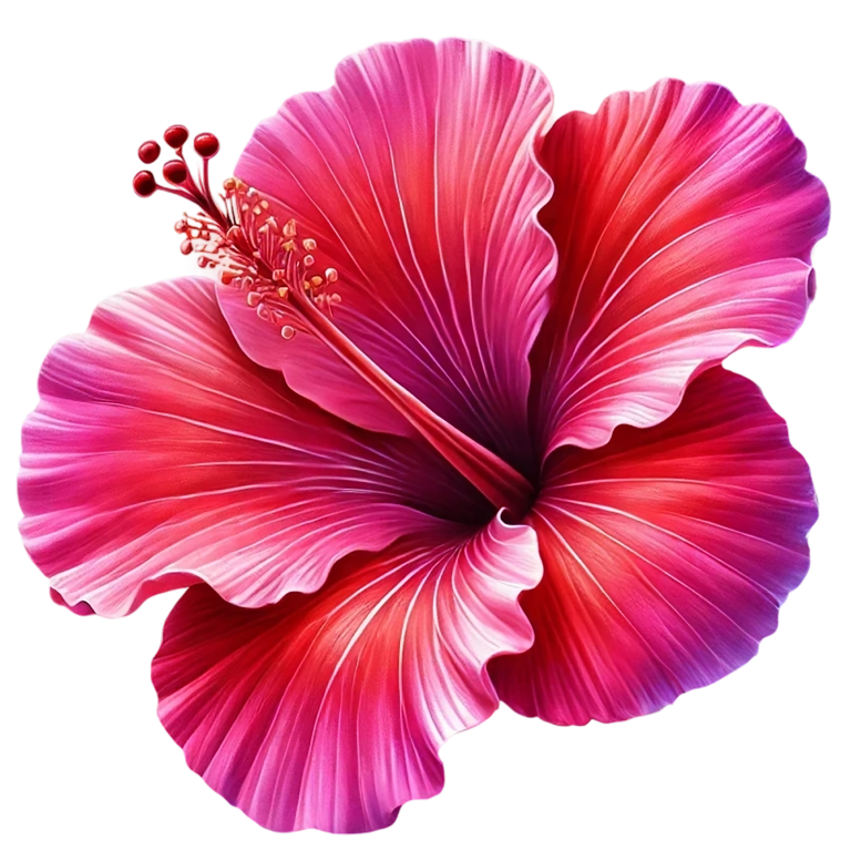 Red Pink Hibiscus Tropical Flower Vinyl Sticker Decal
