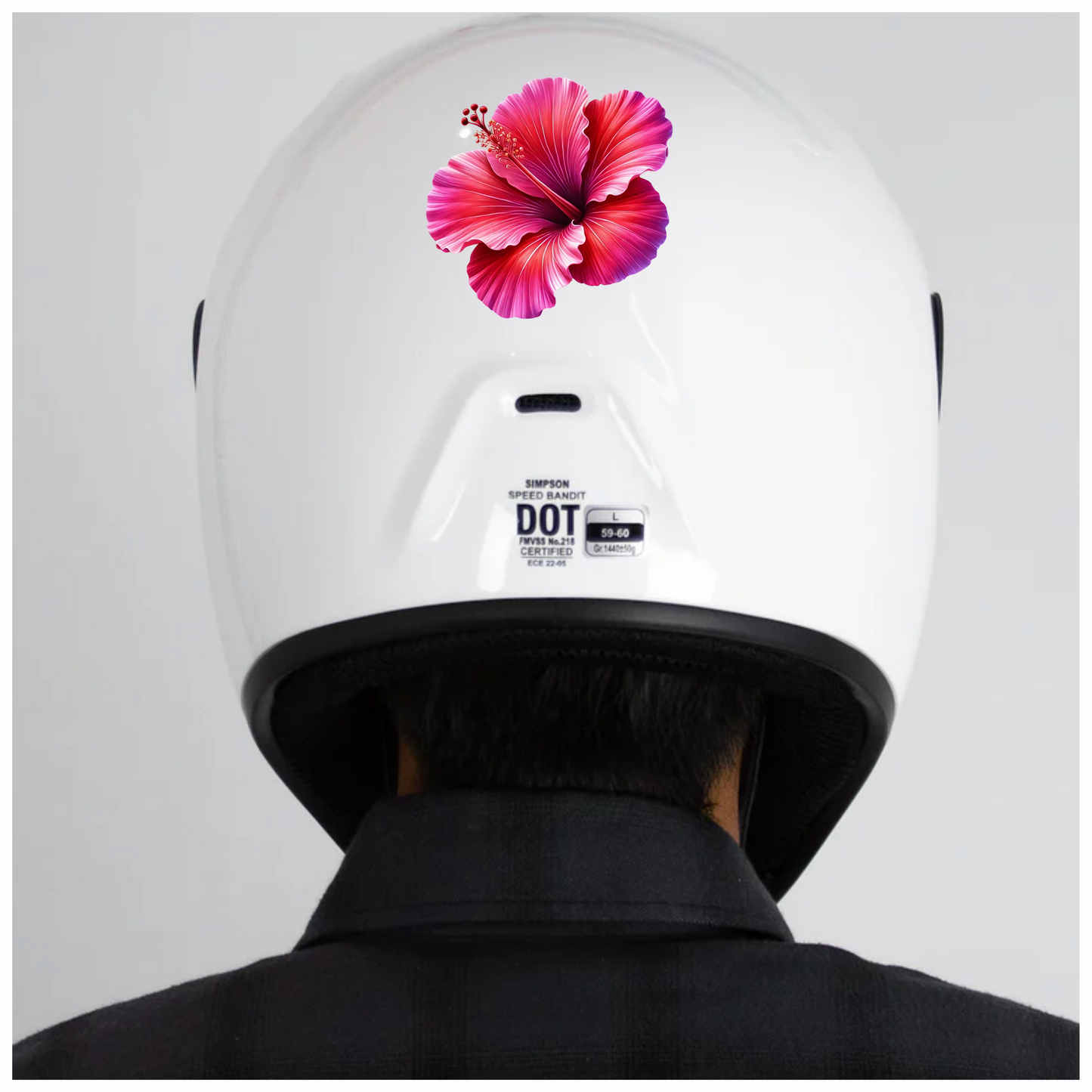 Red Pink Hibiscus Tropical Flower Vinyl Sticker Decal