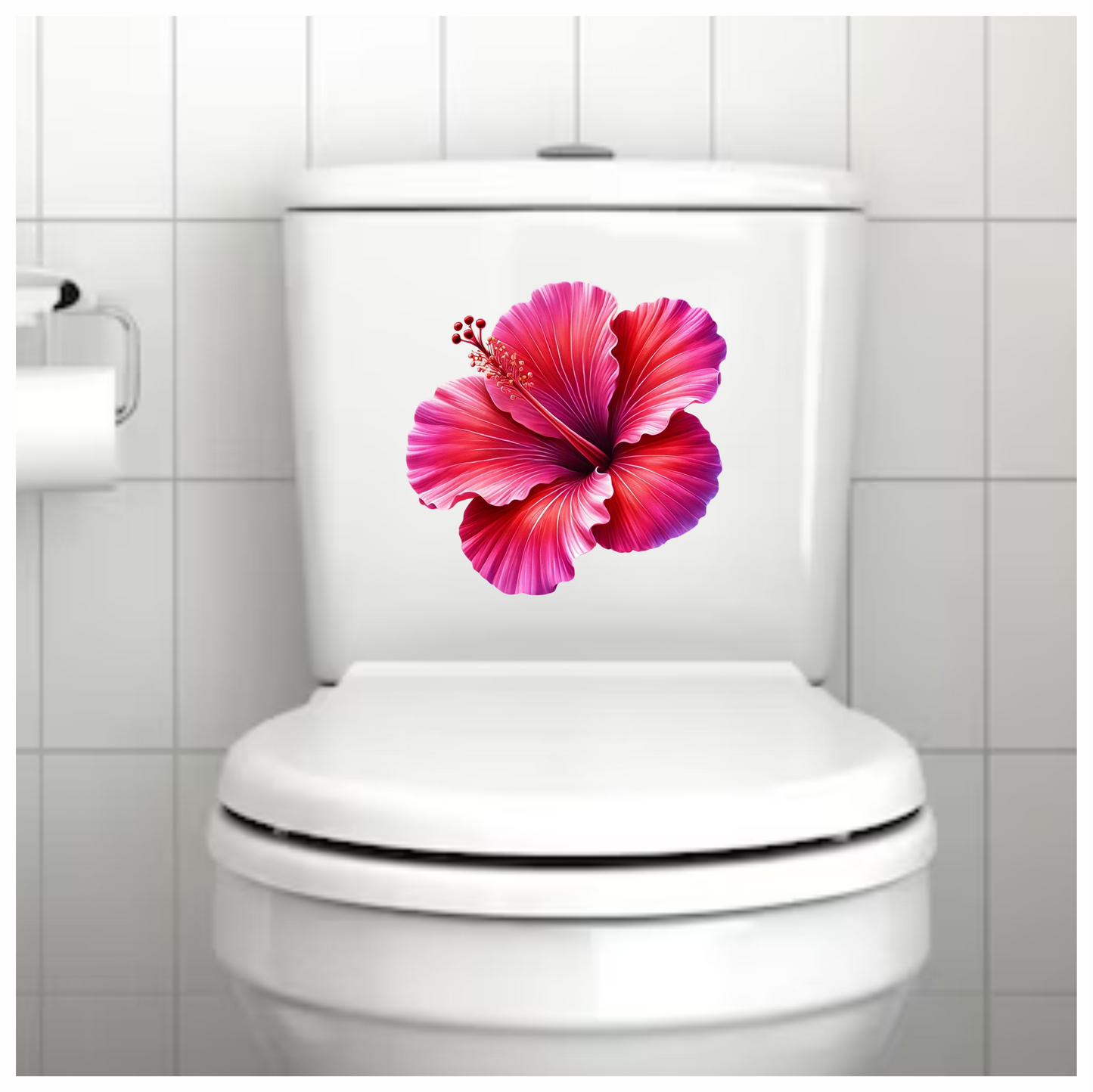 Red Pink Hibiscus Tropical Flower Vinyl Sticker Decal