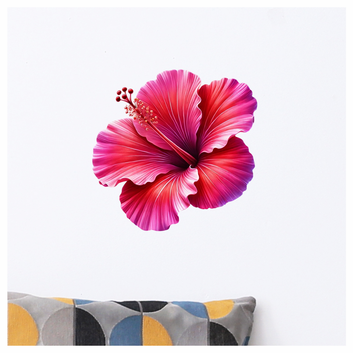 Red Pink Hibiscus Tropical Flower Vinyl Sticker Decal