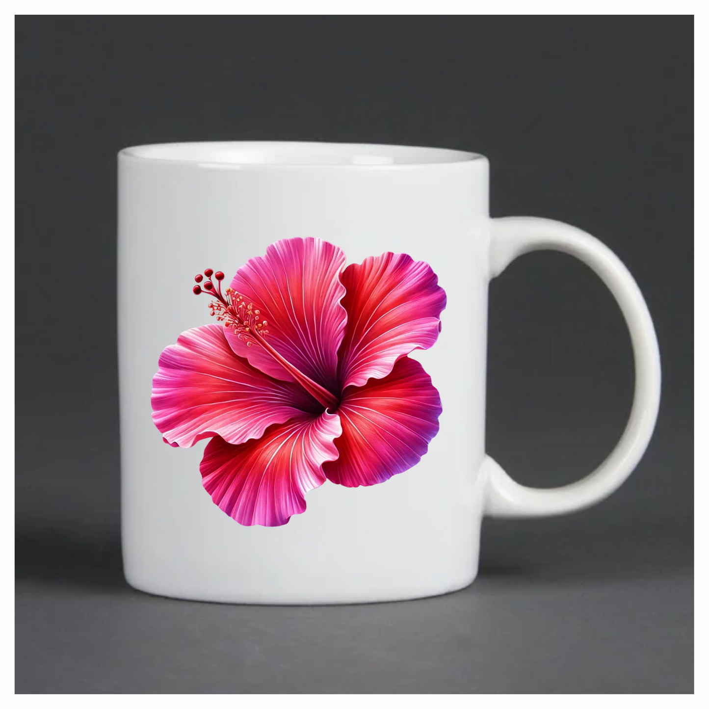 Red Pink Hibiscus Tropical Flower Vinyl Sticker Decal