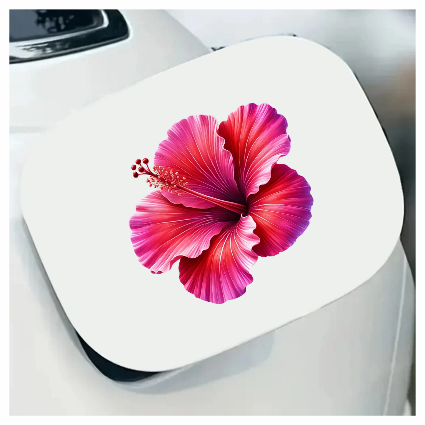 Red Pink Hibiscus Tropical Flower Vinyl Sticker Decal