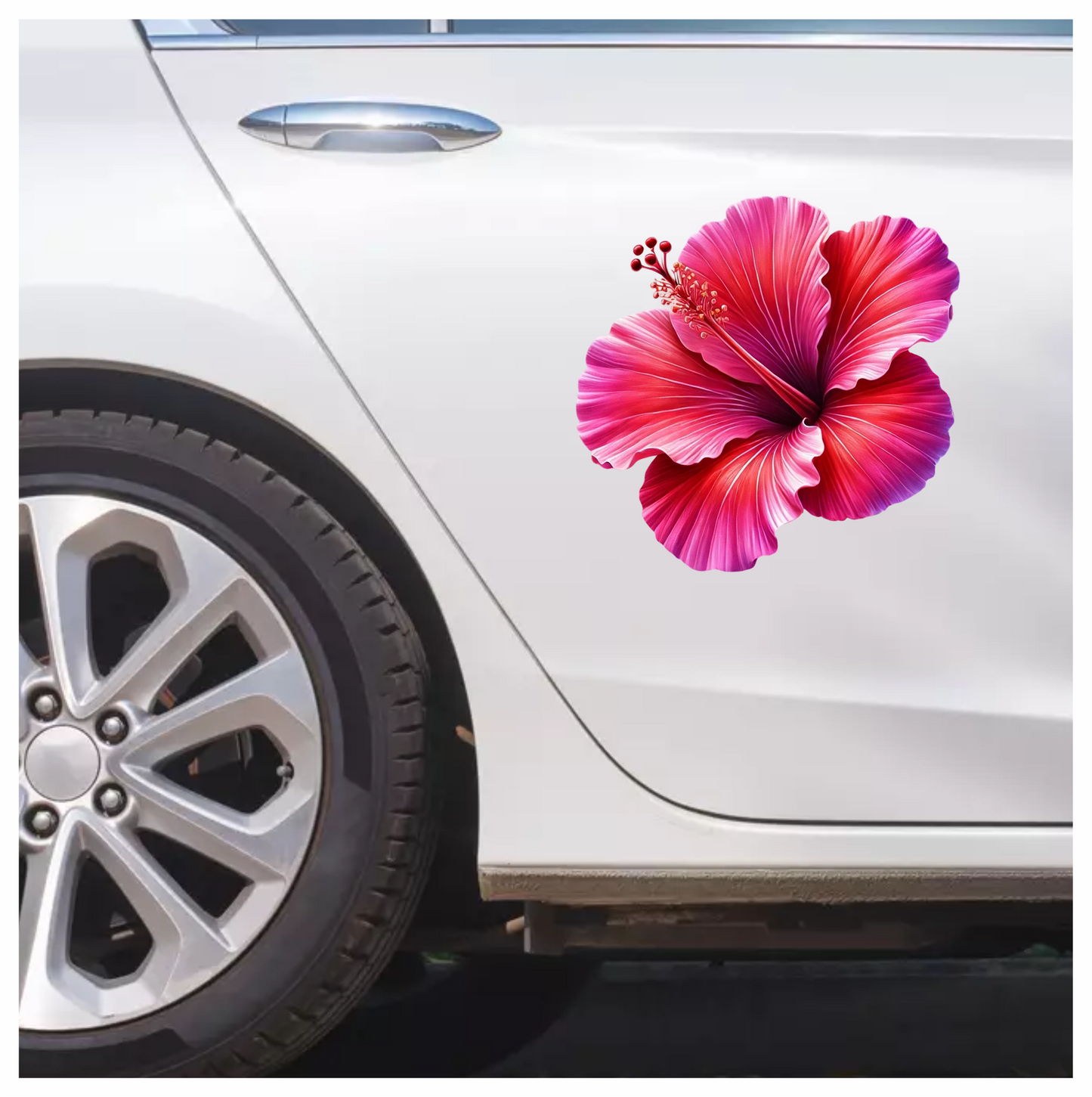Red Pink Hibiscus Tropical Flower Vinyl Sticker Decal
