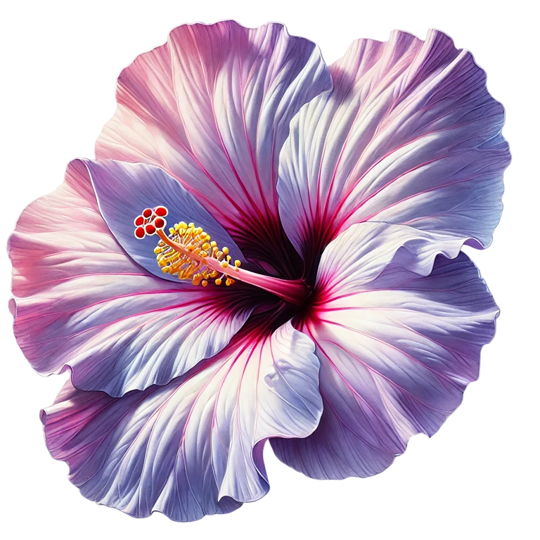Pink White Hibiscus Flower Closeup Vinyl Sticker Decal