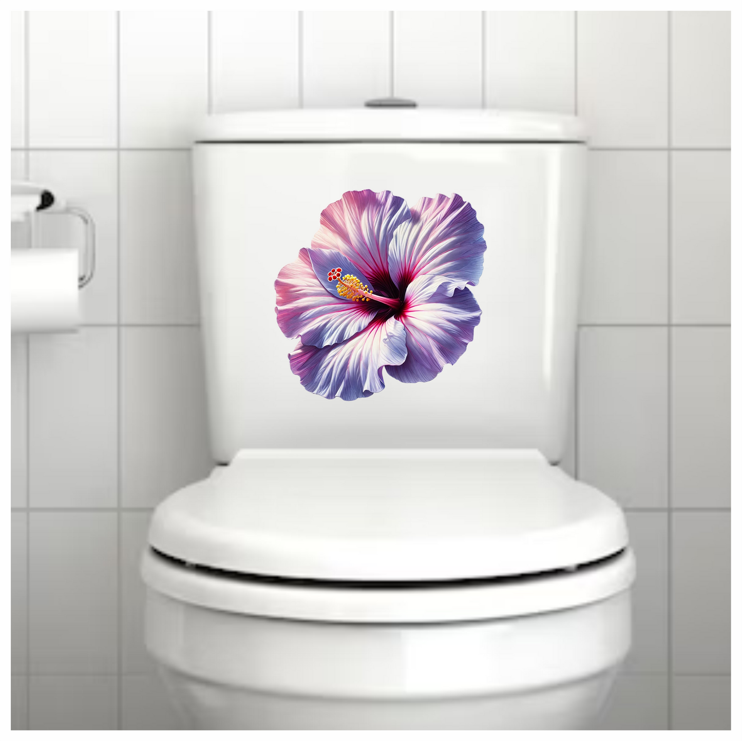 Pink White Hibiscus Flower Closeup Vinyl Sticker Decal