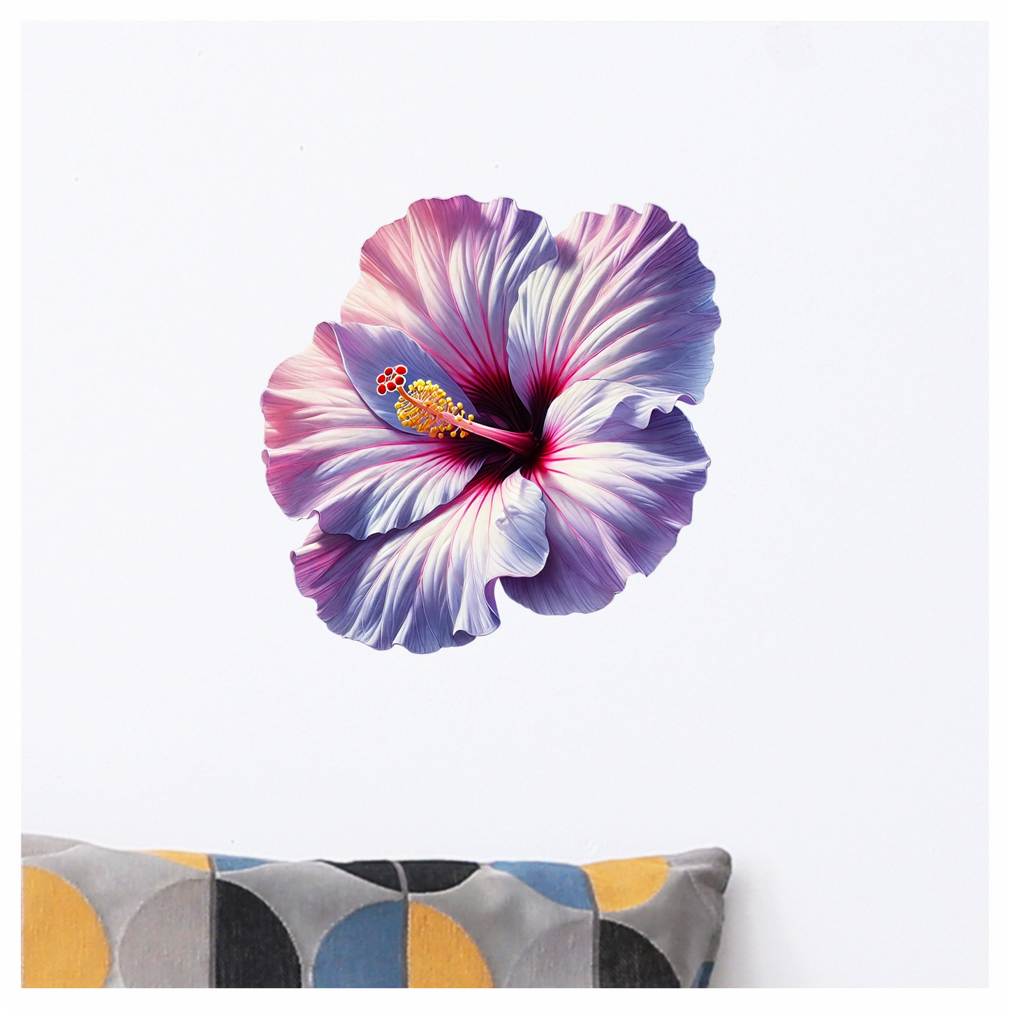 Pink White Hibiscus Flower Closeup Vinyl Sticker Decal