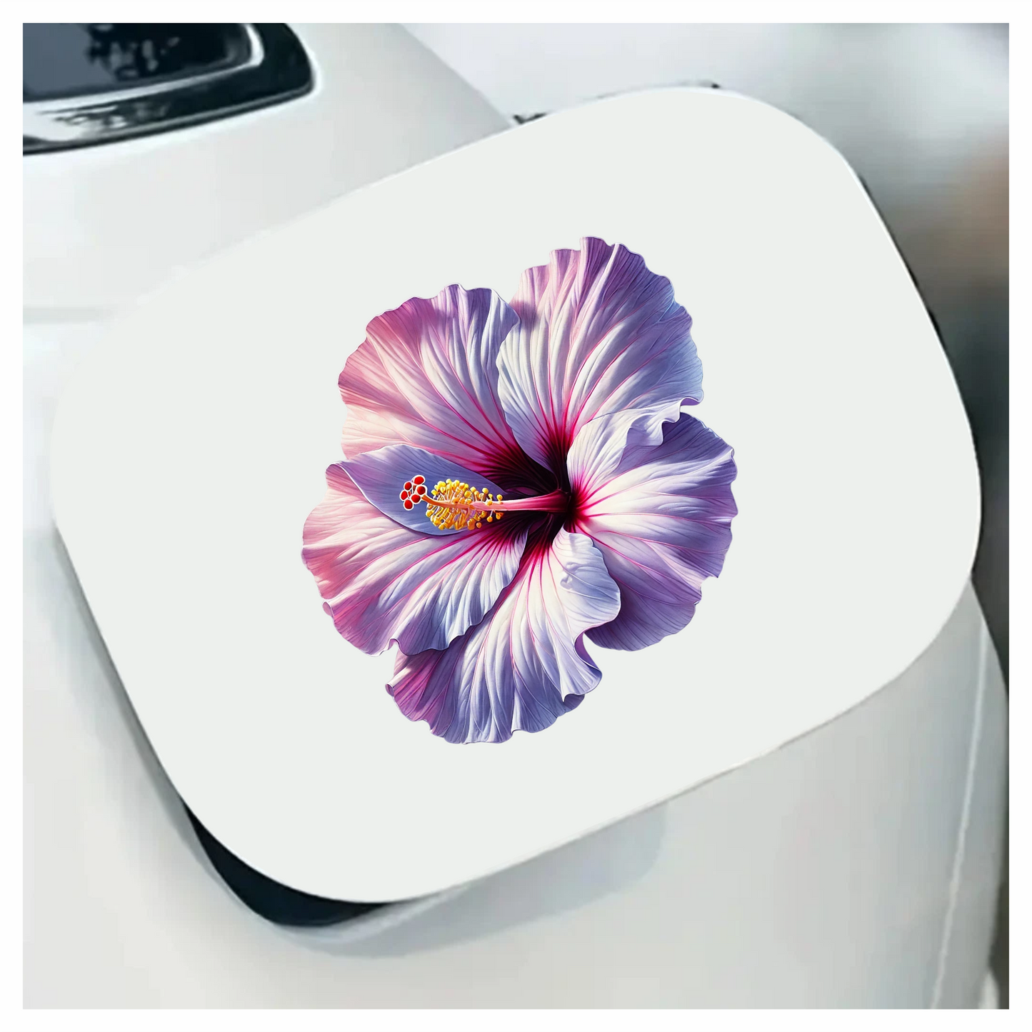 Pink White Hibiscus Flower Closeup Vinyl Sticker Decal