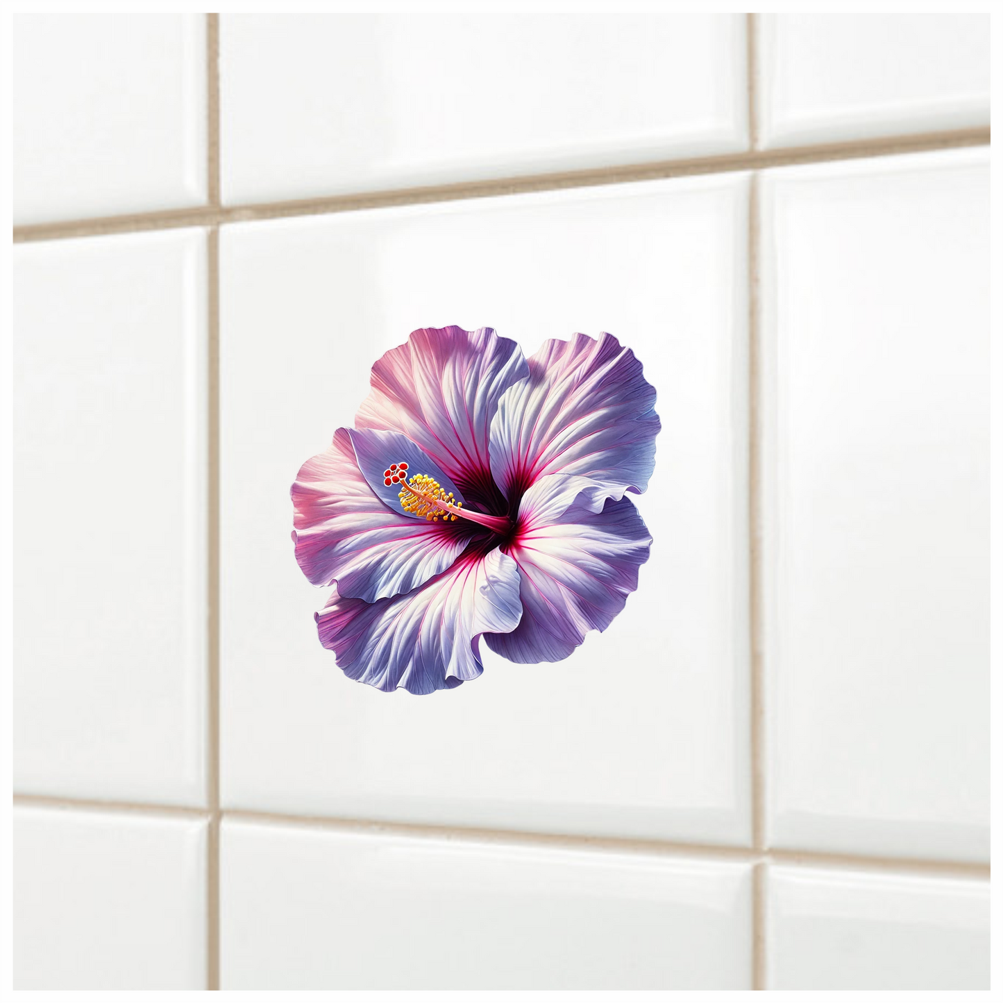 Pink White Hibiscus Flower Closeup Vinyl Sticker Decal