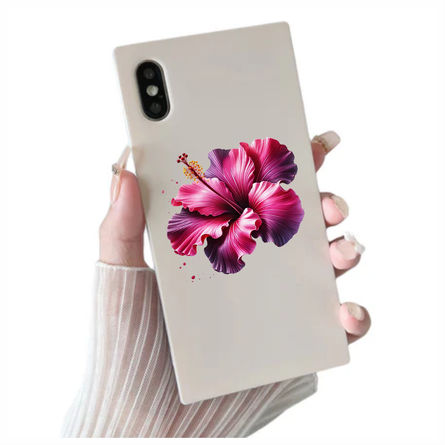 Pink Hibiscus Flower Bloom Vinyl Sticker Decal