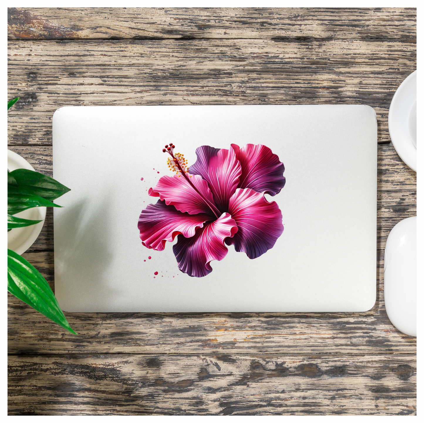 Pink Hibiscus Flower Bloom Vinyl Sticker Decal
