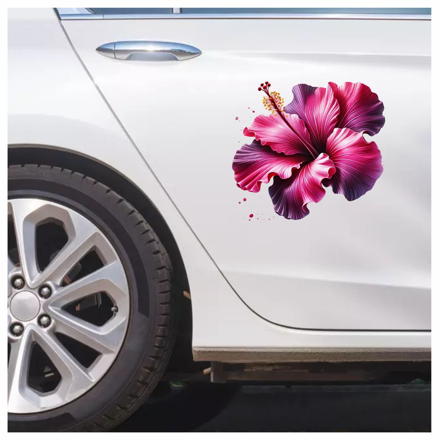 Pink Hibiscus Flower Bloom Vinyl Sticker Decal