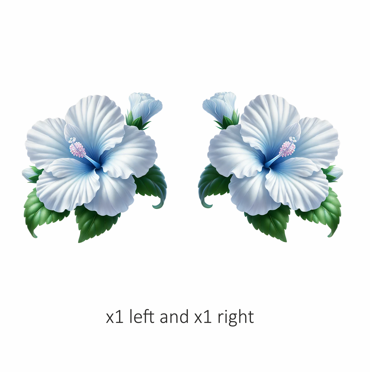 White Hibiscus Flower Green Leaves Vinyl Sticker Decal