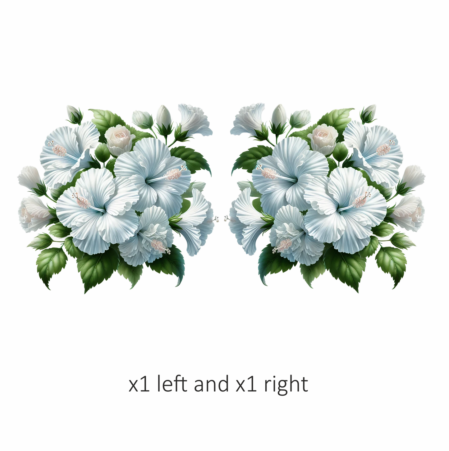 White Hibiscus Rose Leaves Flowers Vinyl Sticker Decal