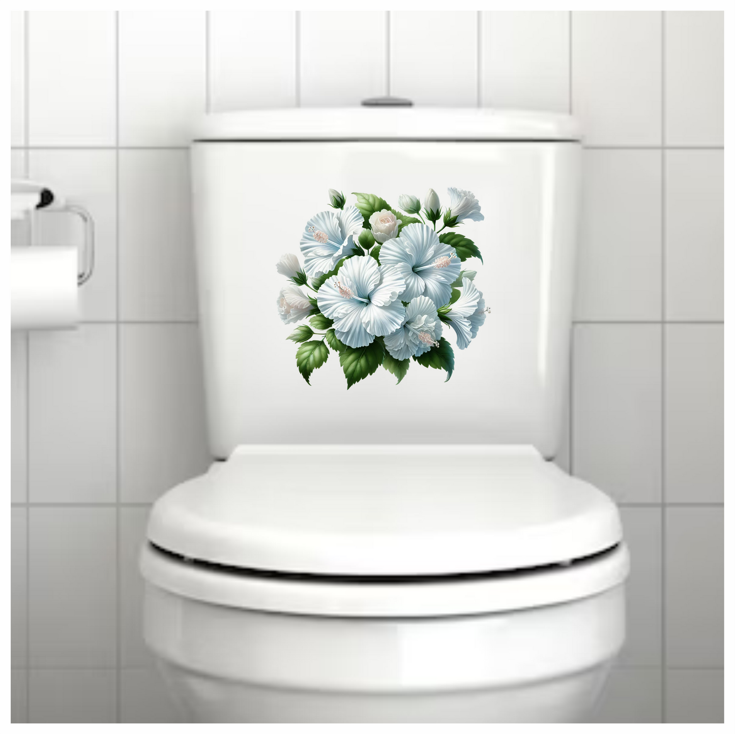 White Hibiscus Rose Leaves Flowers Vinyl Sticker Decal