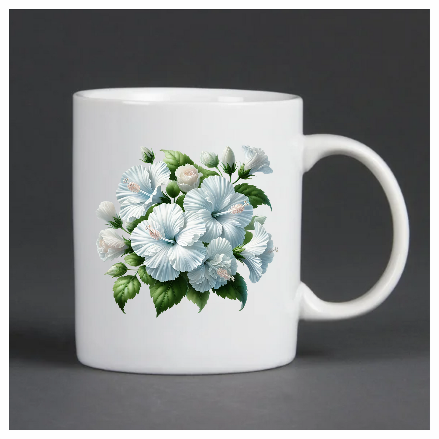 White Hibiscus Rose Leaves Flowers Vinyl Sticker Decal