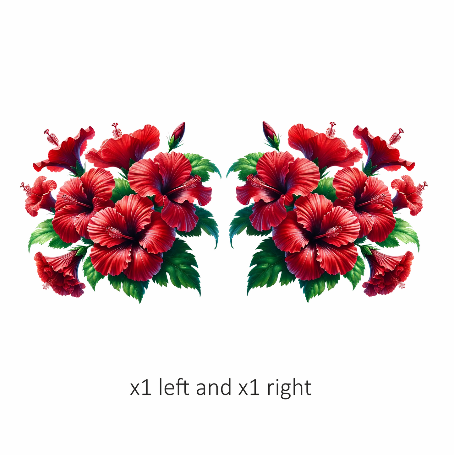 Red Hibiscus Flowers Green Leaves Vinyl Sticker Decal