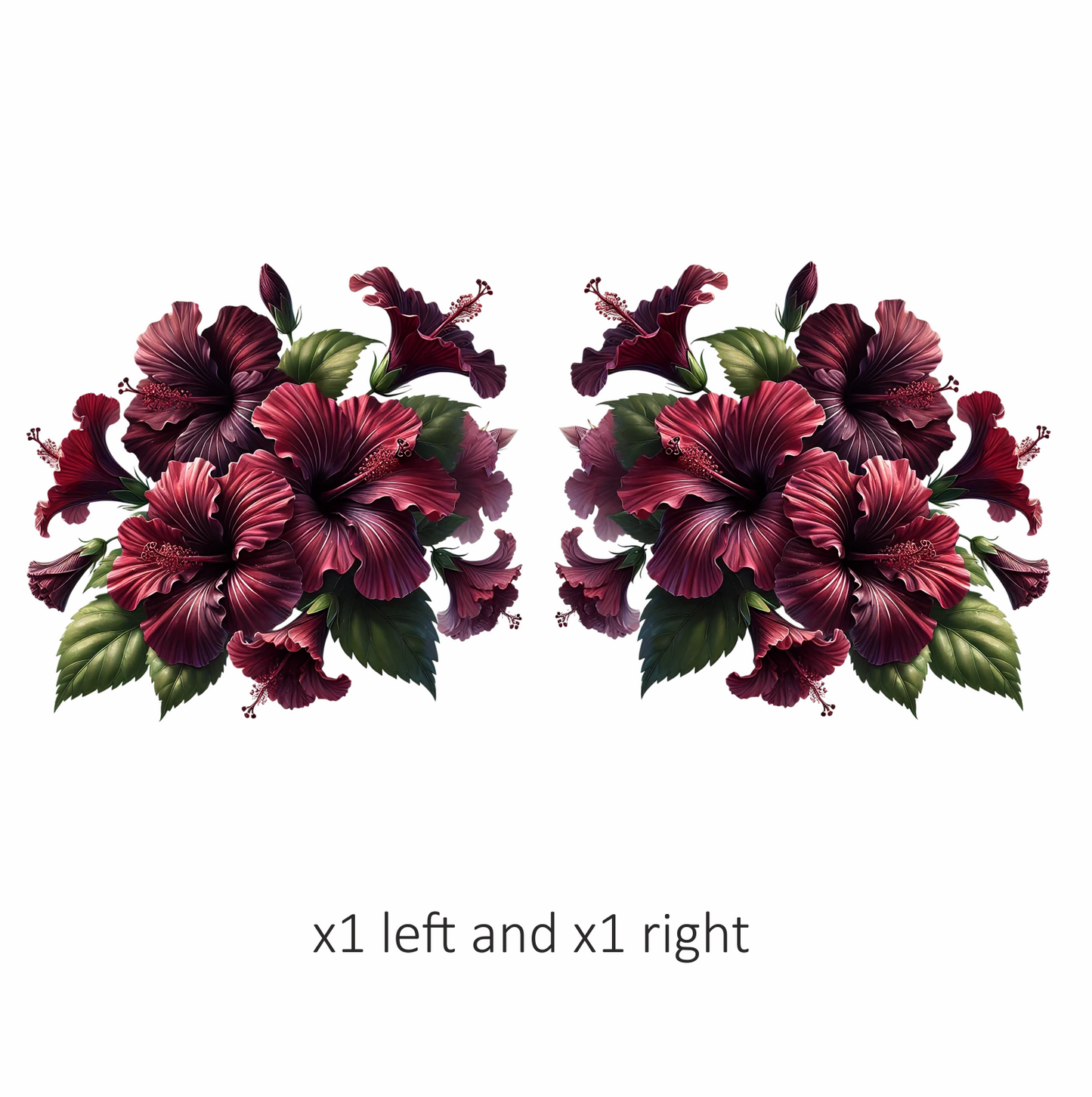 Red Hibiscus Flowers Green Leaves Vinyl Sticker Decal