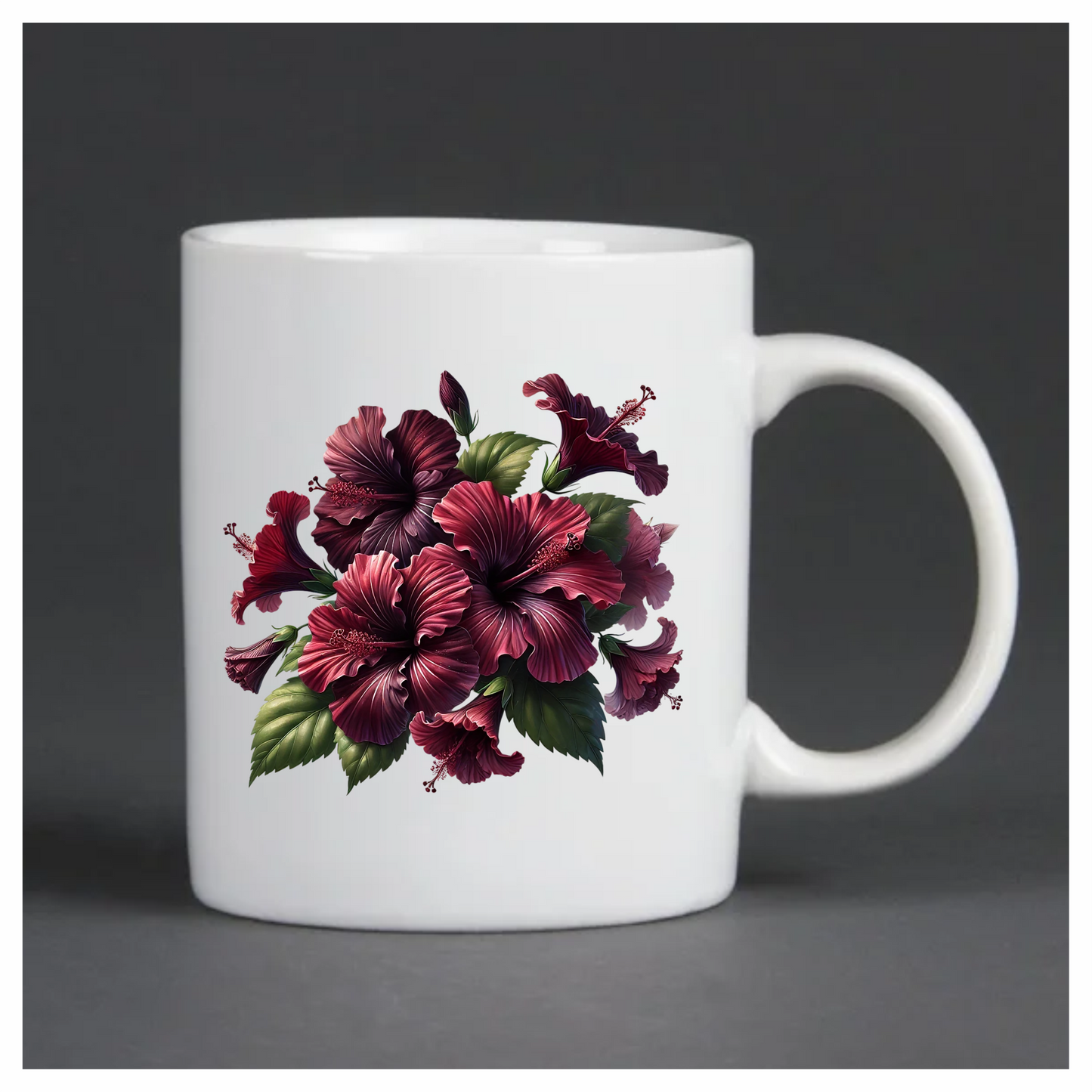 Red Hibiscus Flowers Green Leaves Vinyl Sticker Decal