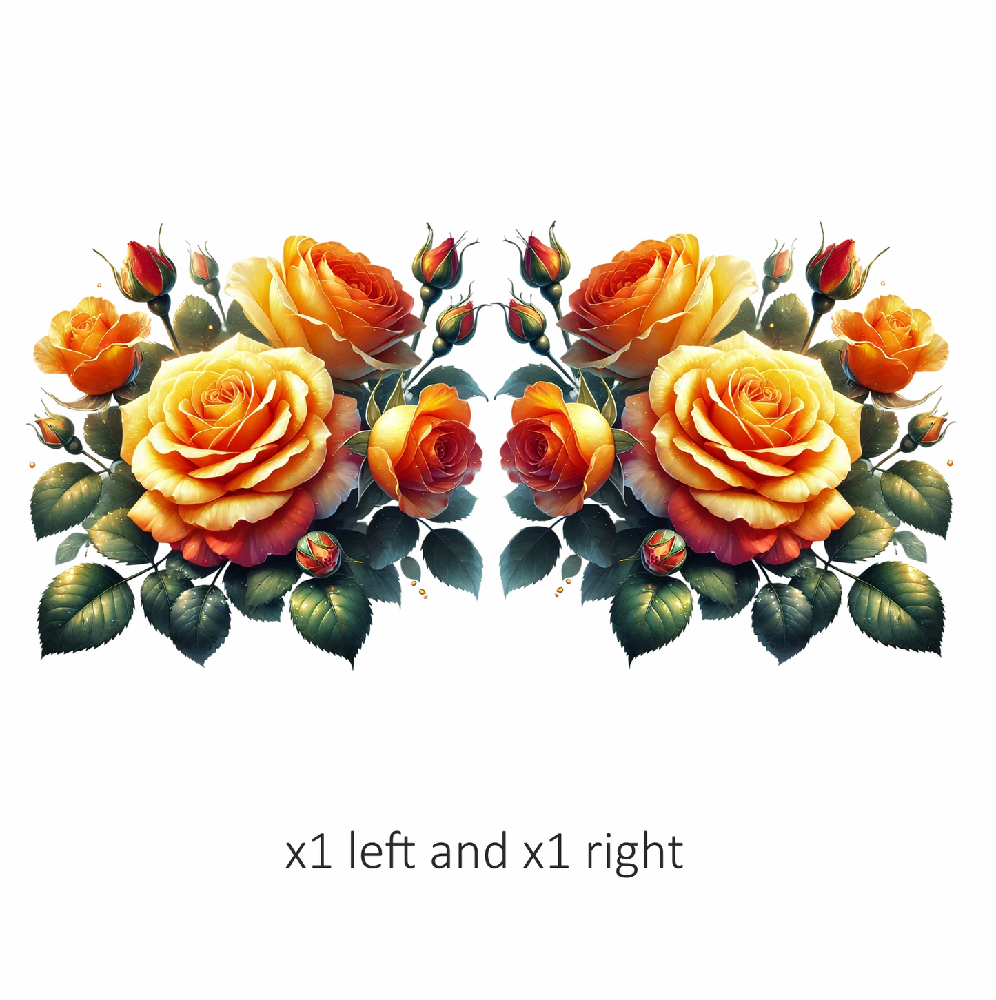 Orange Yellow Roses Green Leaves Vinyl Sticker Decal