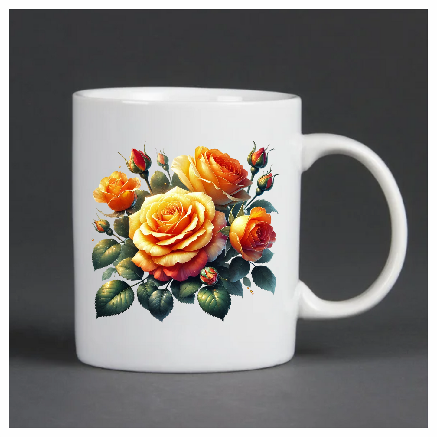 Orange Yellow Roses Green Leaves Vinyl Sticker Decal