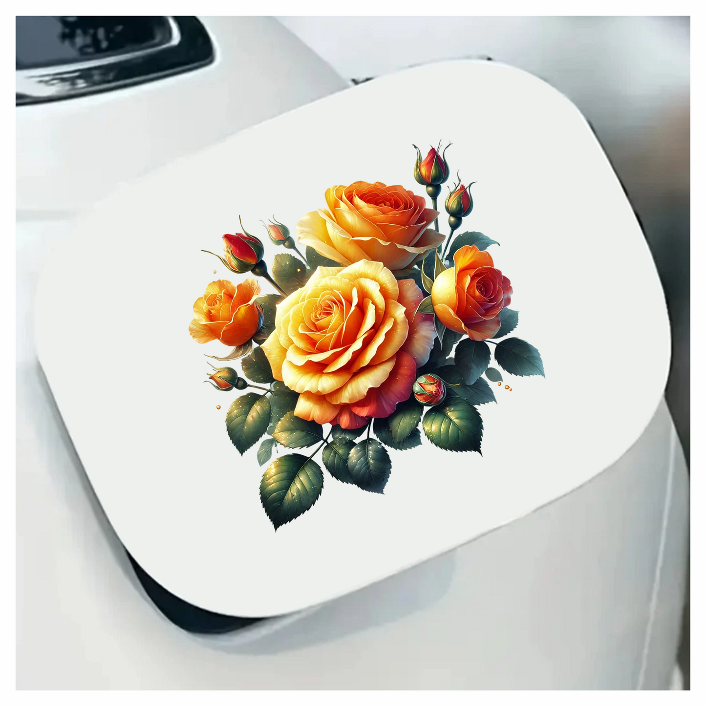 Orange Yellow Roses Green Leaves Vinyl Sticker Decal