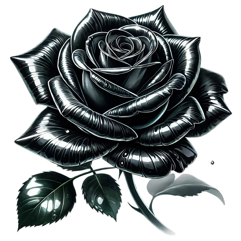 Black Rose Shiny Leaves Nature Vinyl Sticker Decal