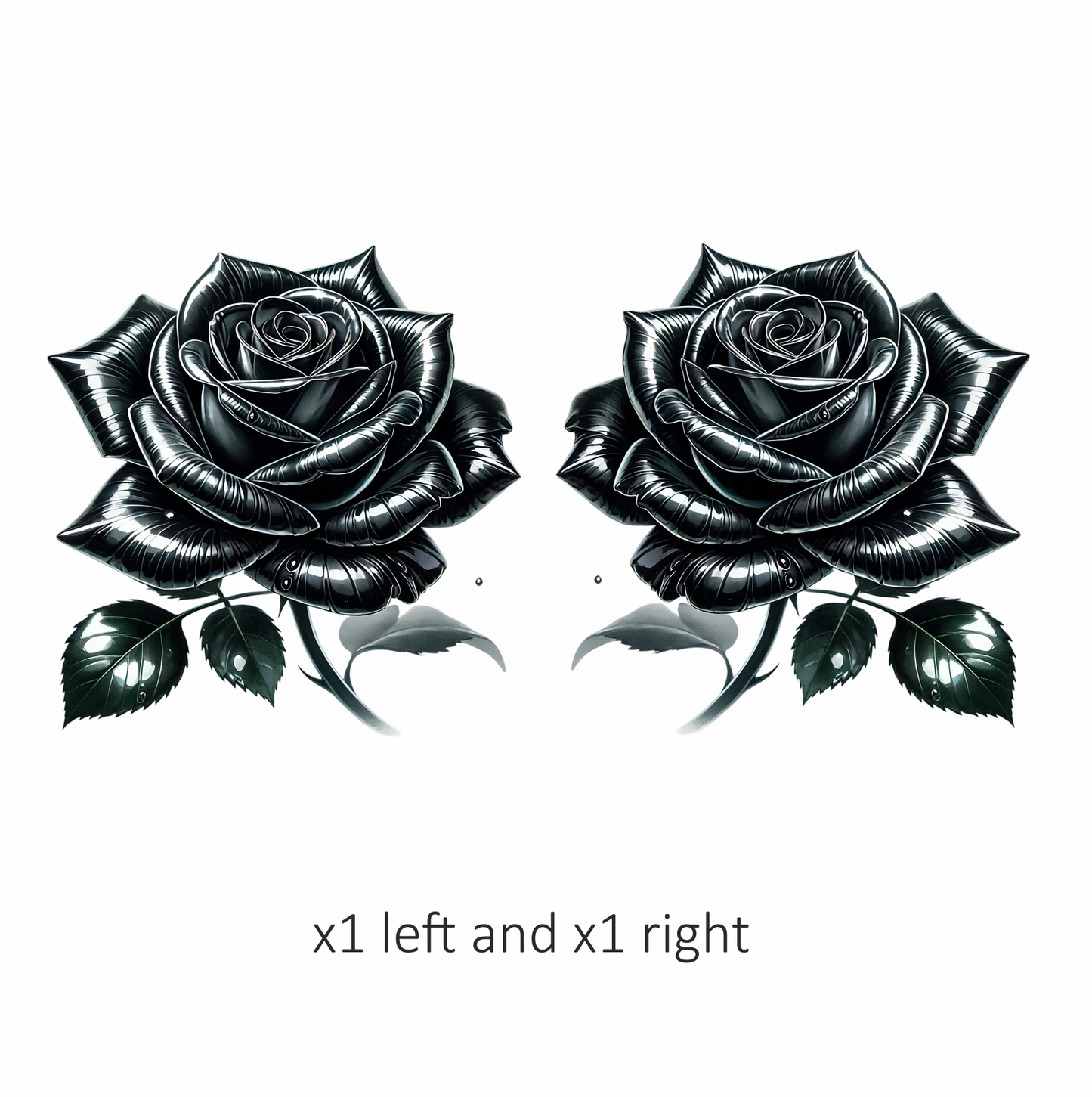 Black Rose Shiny Leaves Nature Vinyl Sticker Decal