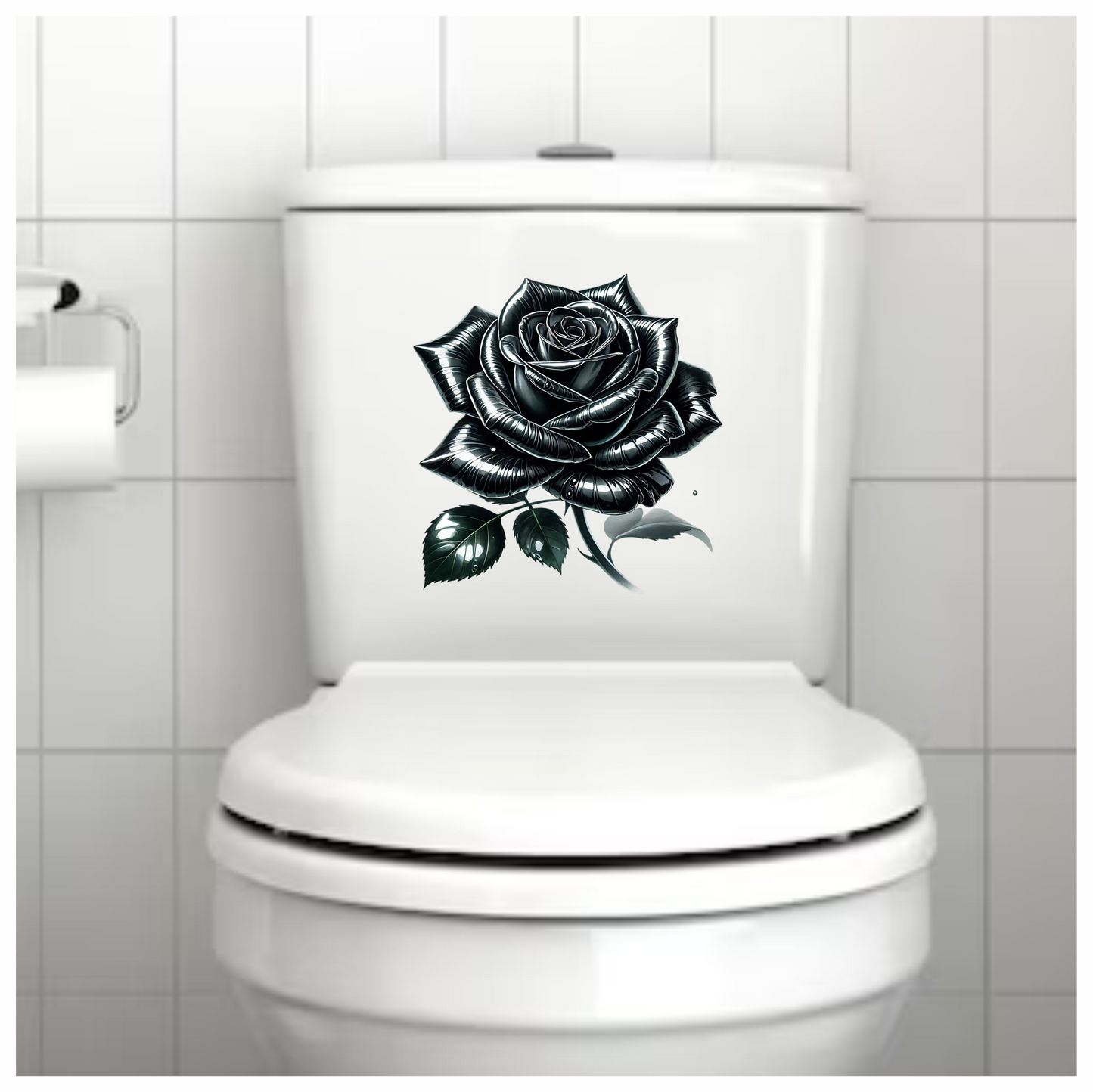 Black Rose Shiny Leaves Nature Vinyl Sticker Decal