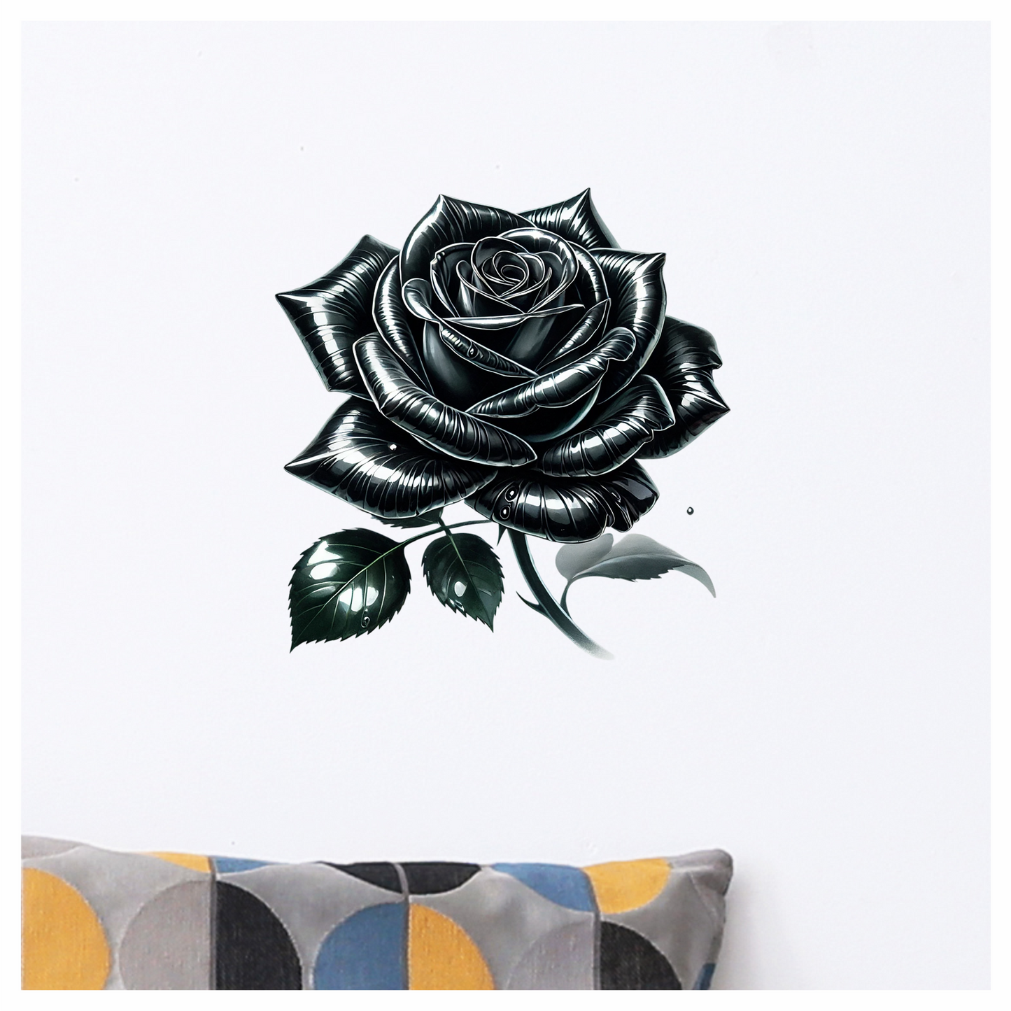 Black Rose Shiny Leaves Nature Vinyl Sticker Decal