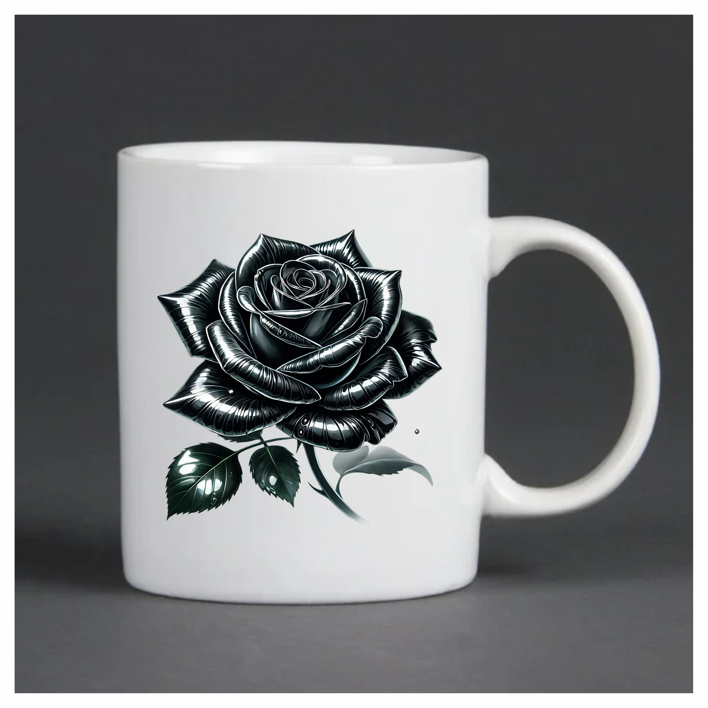 Black Rose Shiny Leaves Nature Vinyl Sticker Decal