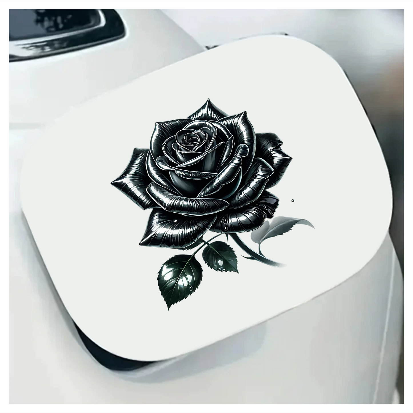 Black Rose Shiny Leaves Nature Vinyl Sticker Decal