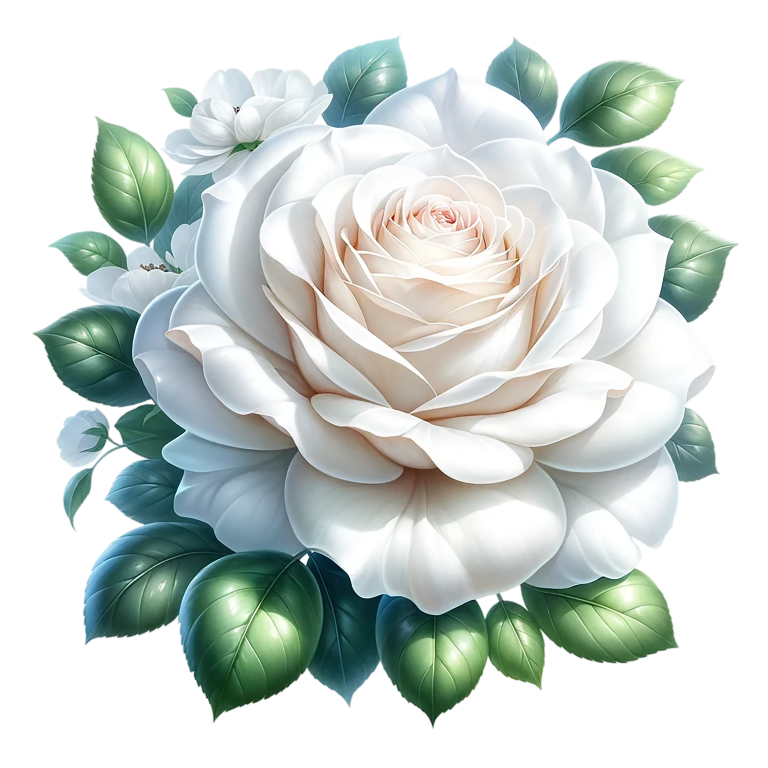 White Rose Green Leaves Floral Vinyl Sticker Decal