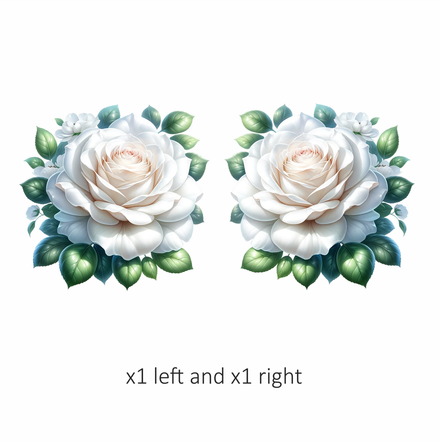 White Rose Green Leaves Floral Vinyl Sticker Decal