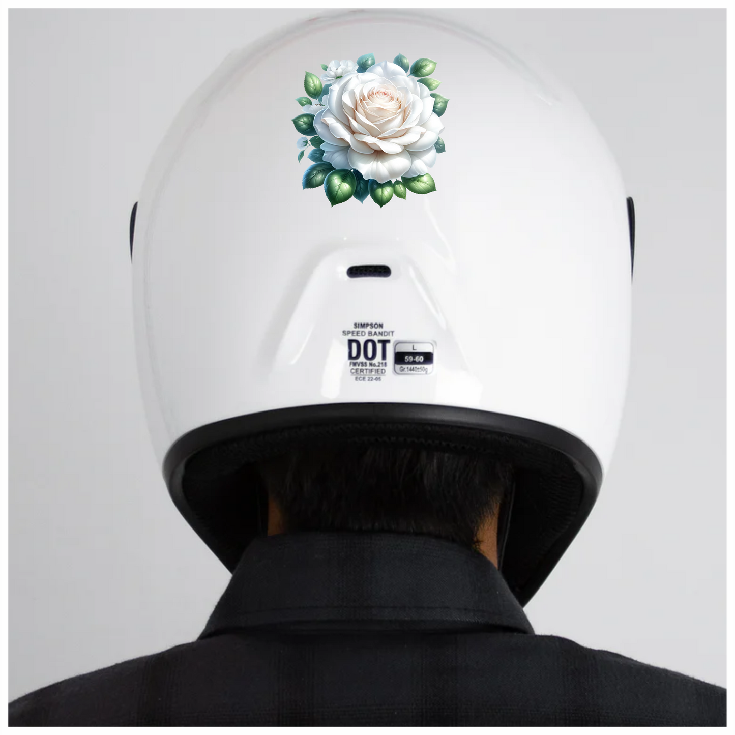White Rose Green Leaves Floral Vinyl Sticker Decal