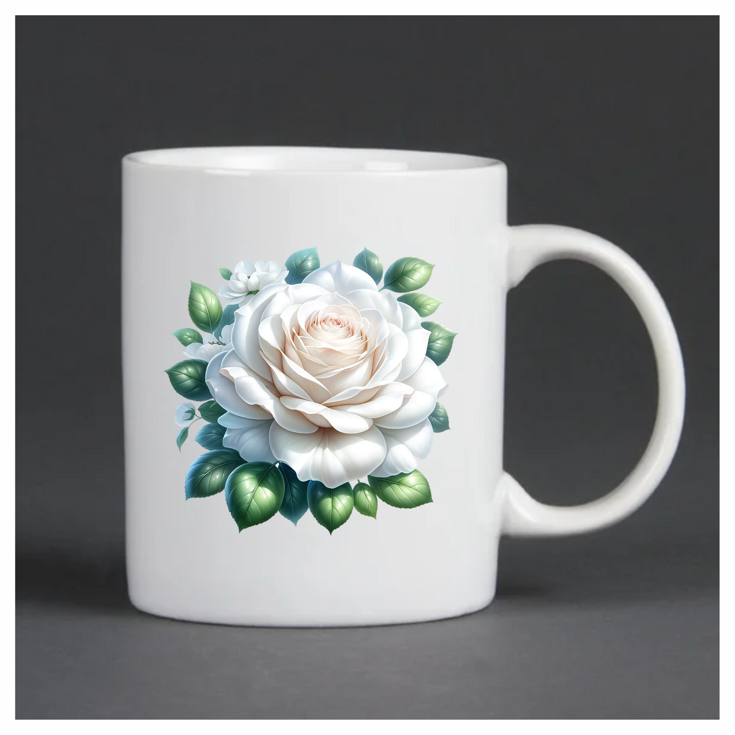 White Rose Green Leaves Floral Vinyl Sticker Decal