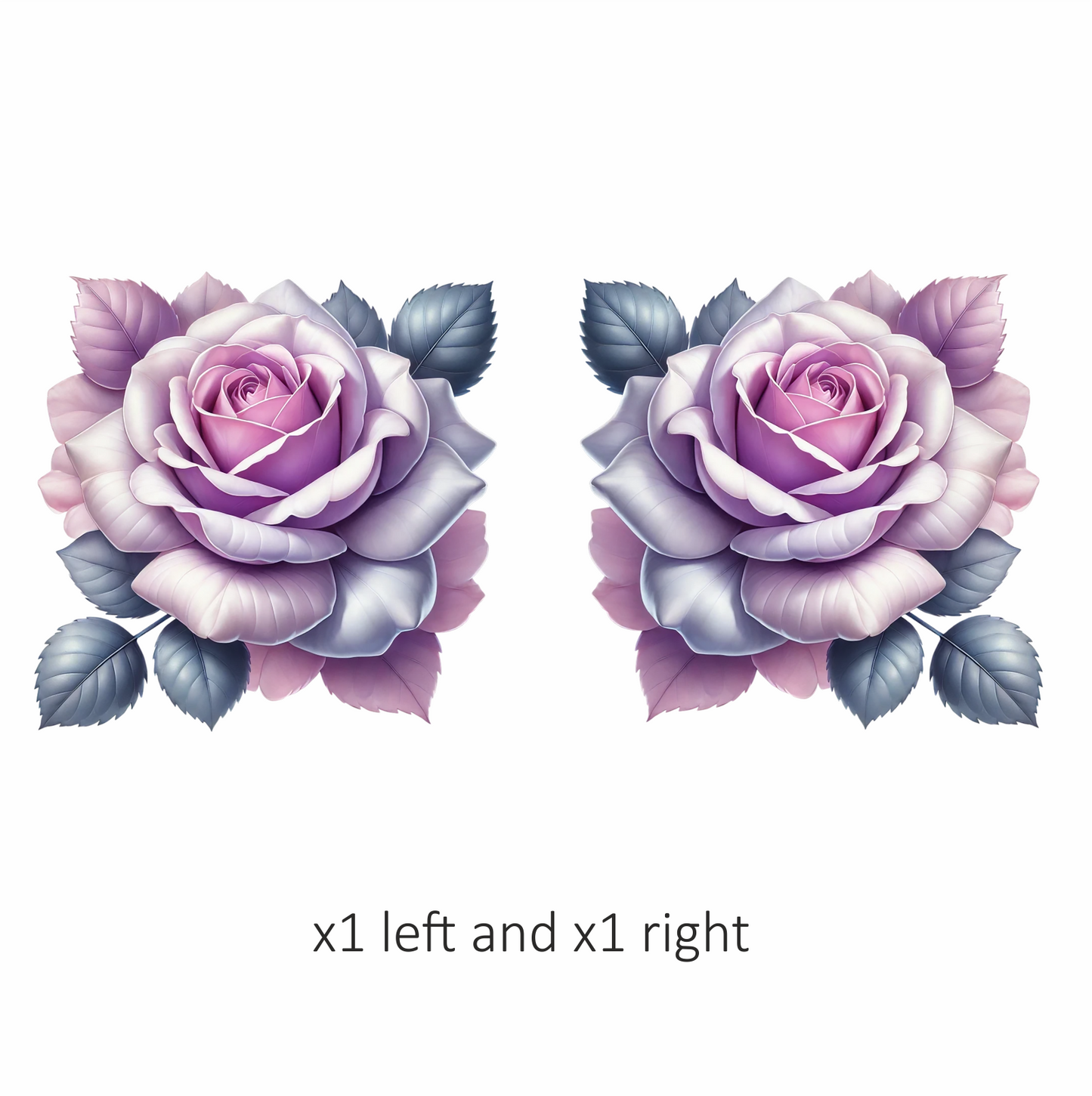 Purple Rose Leaves Floral Design Vinyl Sticker Decal