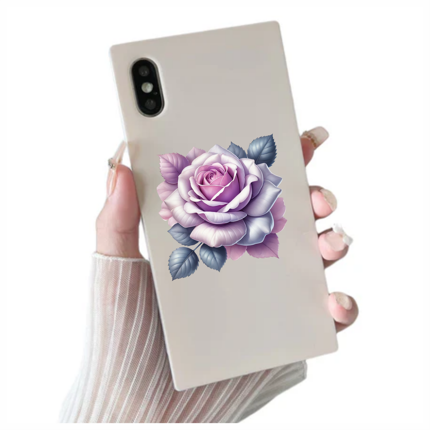 Purple Rose Leaves Floral Design Vinyl Sticker Decal