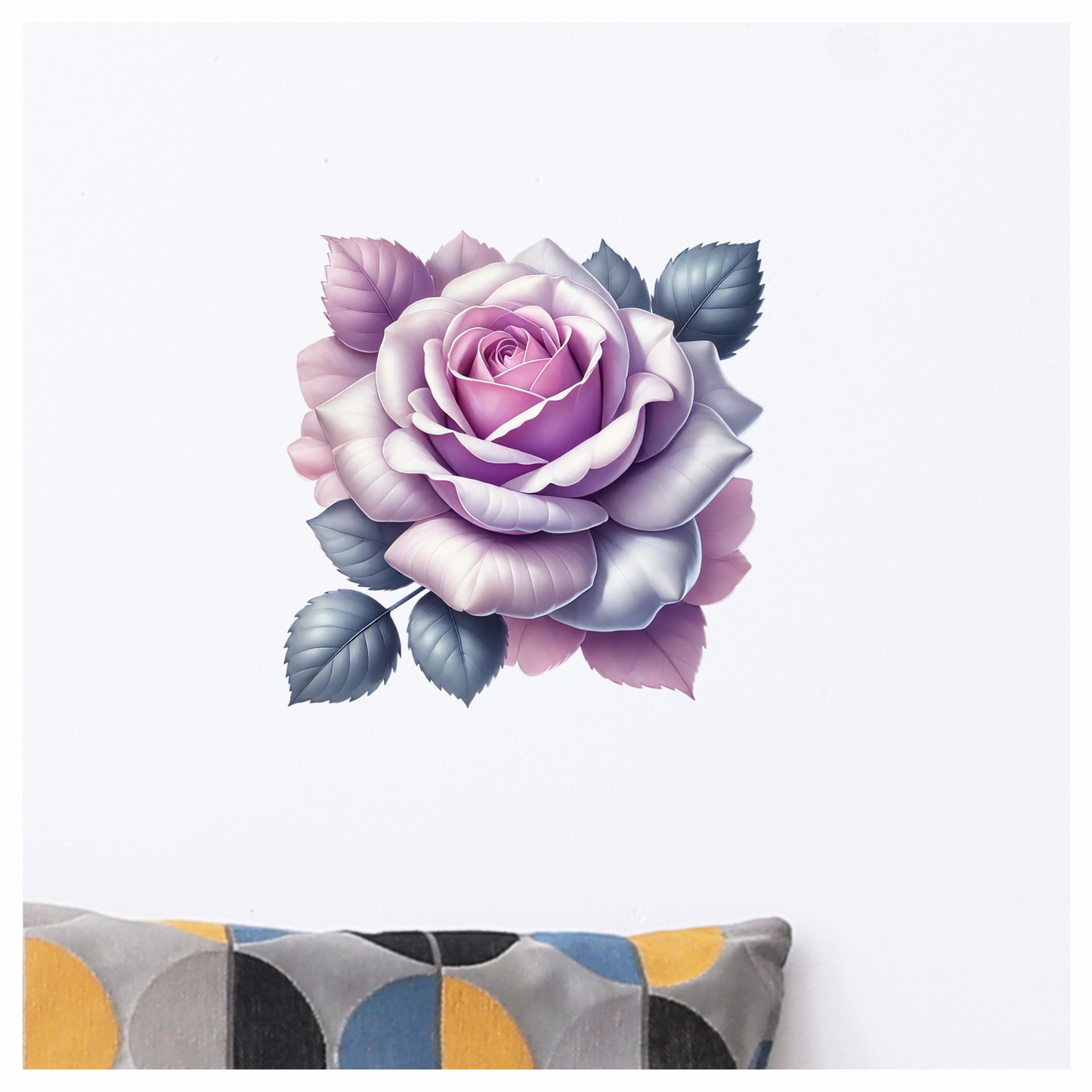 Purple Rose Leaves Floral Design Vinyl Sticker Decal
