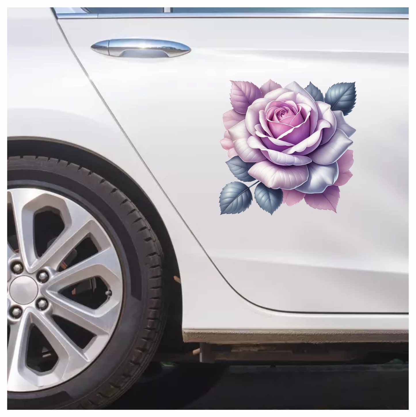 Purple Rose Leaves Floral Design Vinyl Sticker Decal