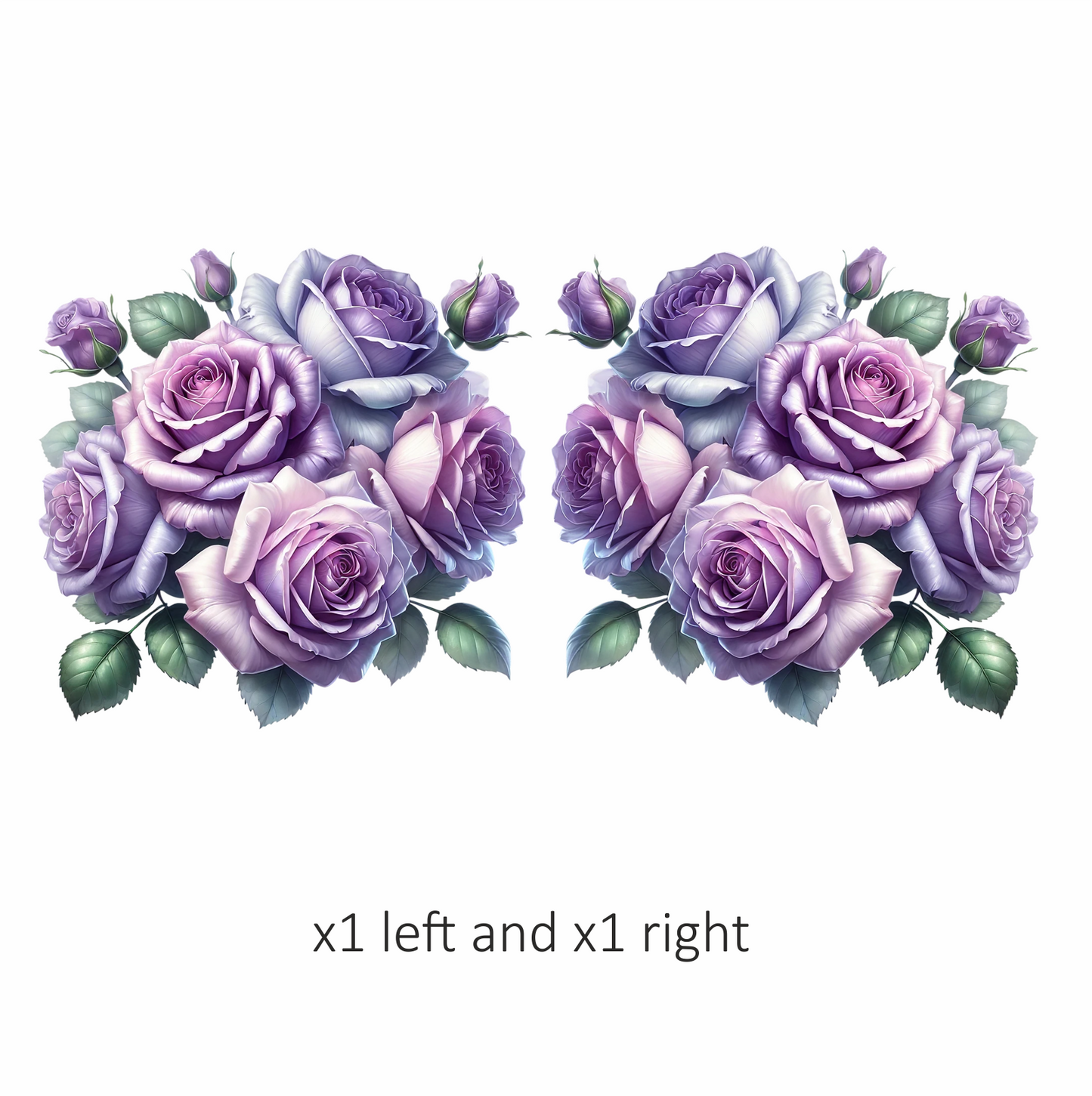 Purple Roses Green Leaves Floral Bouquet Vinyl Sticker Decal