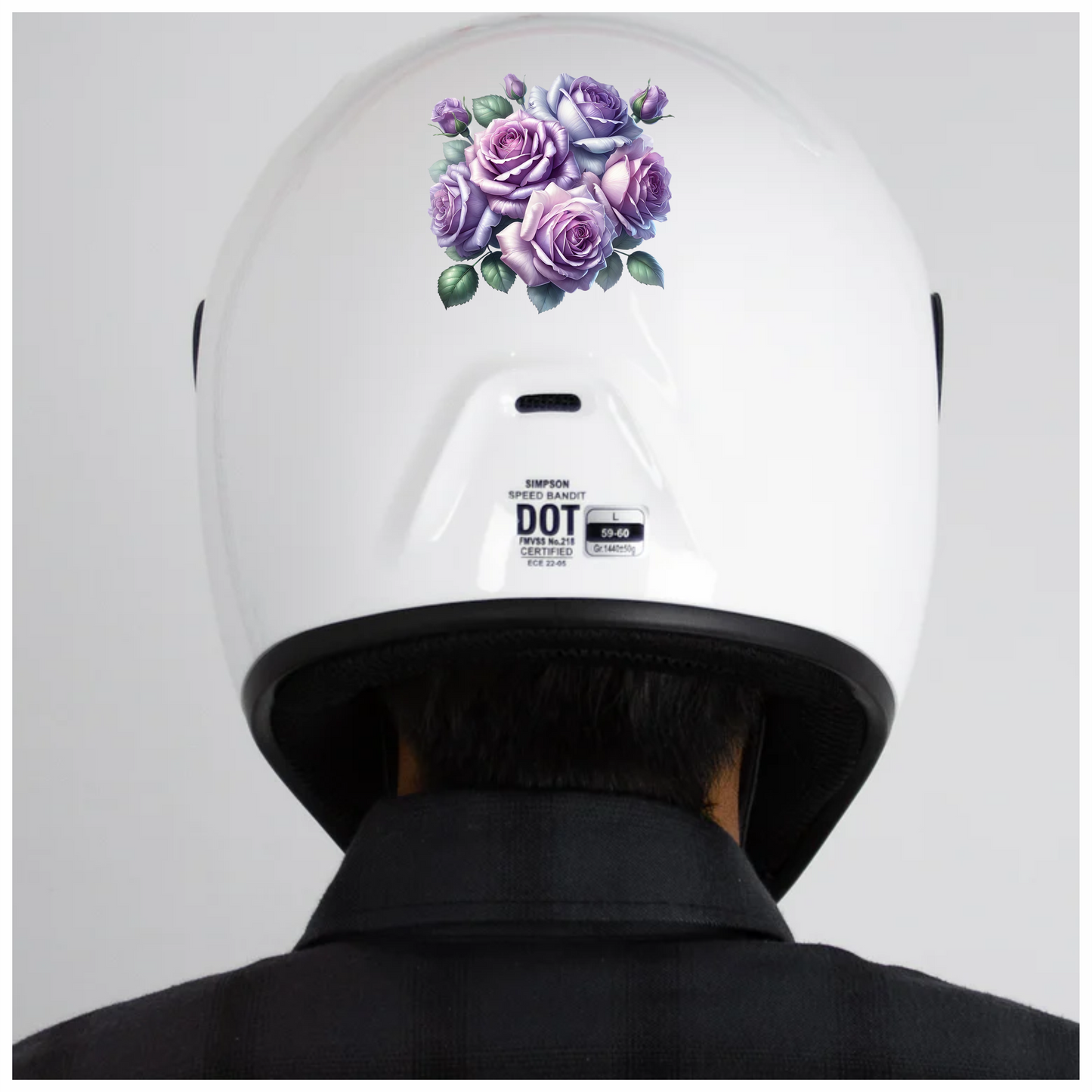 Purple Roses Green Leaves Floral Bouquet Vinyl Sticker Decal
