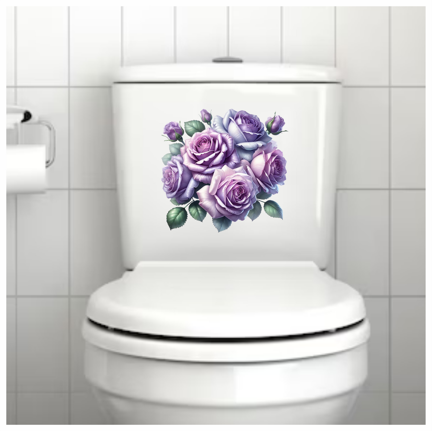 Purple Roses Green Leaves Floral Bouquet Vinyl Sticker Decal
