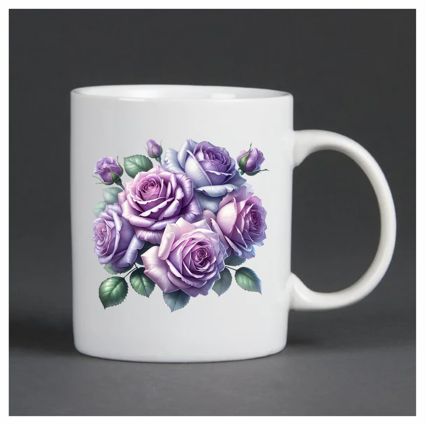 Purple Roses Green Leaves Floral Bouquet Vinyl Sticker Decal