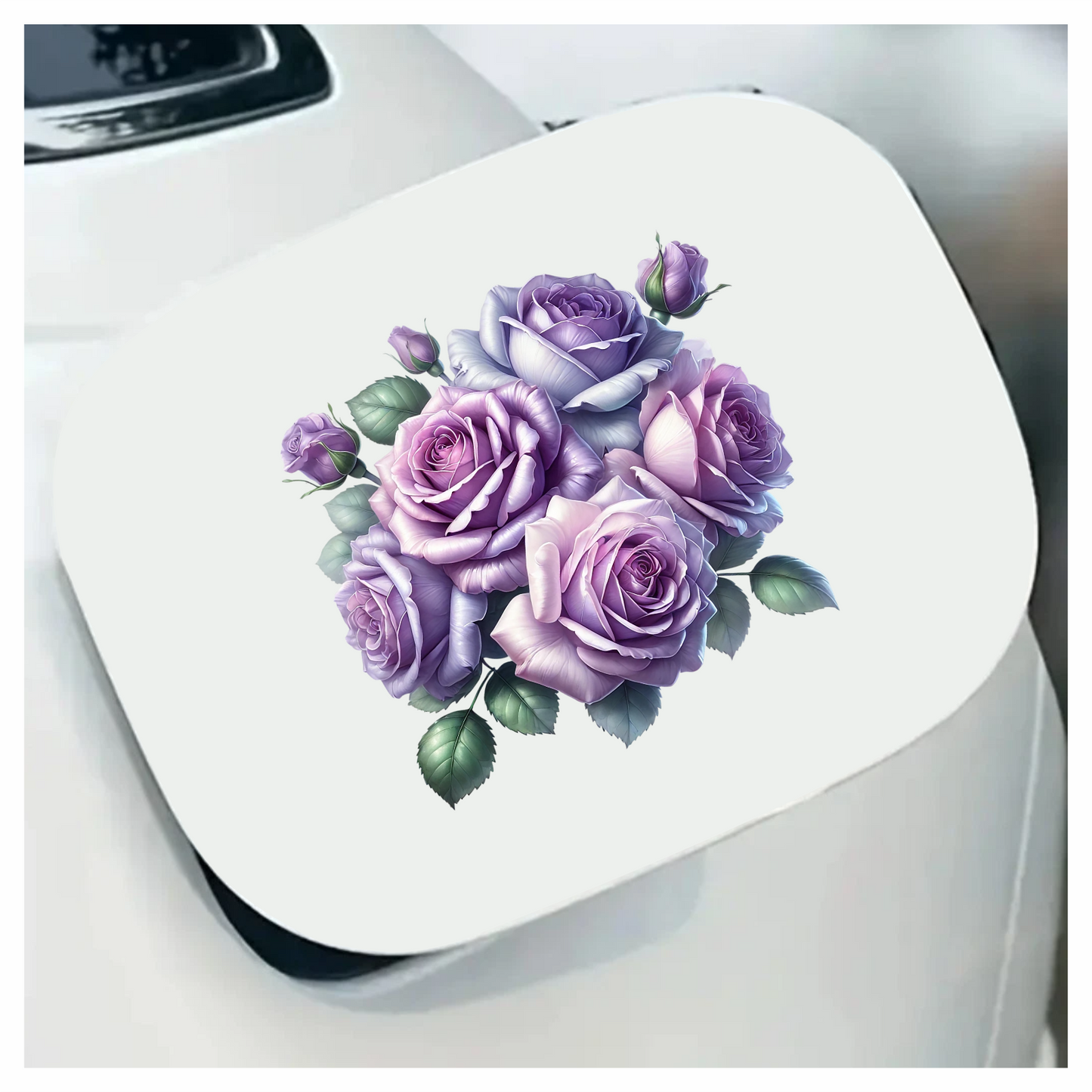Purple Roses Green Leaves Floral Bouquet Vinyl Sticker Decal