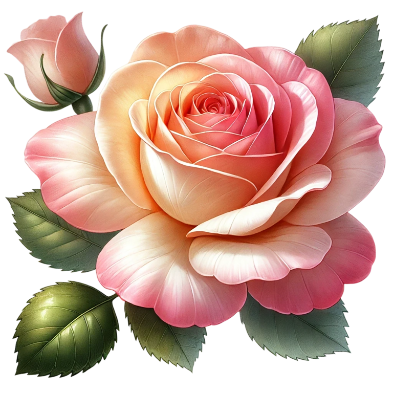 Pink Rose Green Leaves Bloom Vinyl Sticker Decal