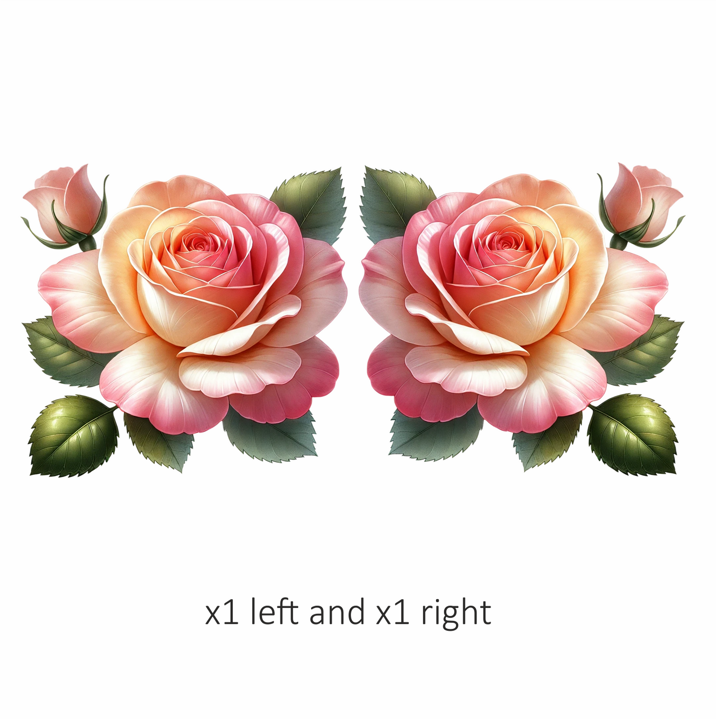 Pink Rose Green Leaves Bloom Vinyl Sticker Decal