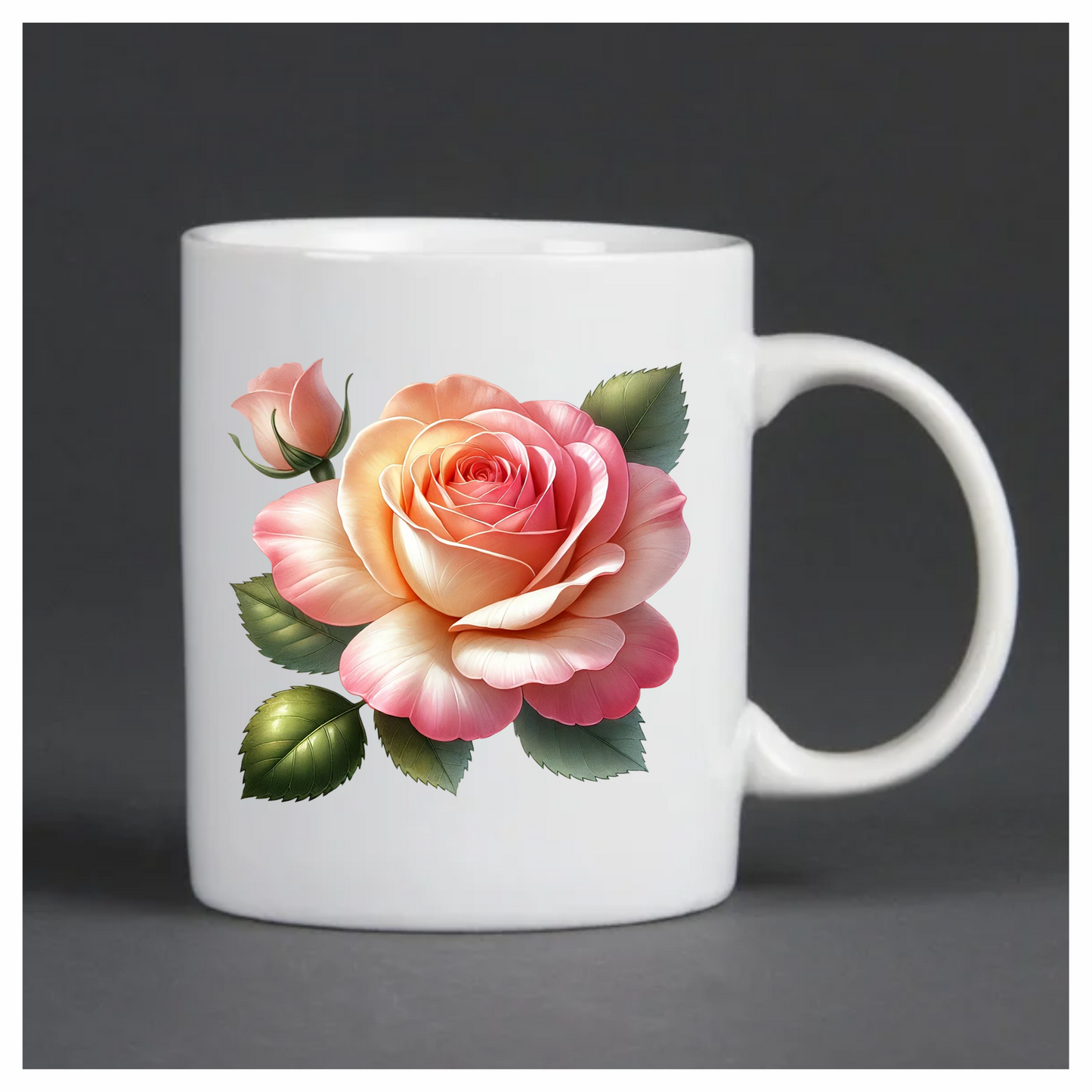 Pink Rose Green Leaves Bloom Vinyl Sticker Decal