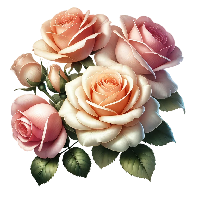 Peach Roses Pink Roses Green Leaves Vinyl Sticker Decal