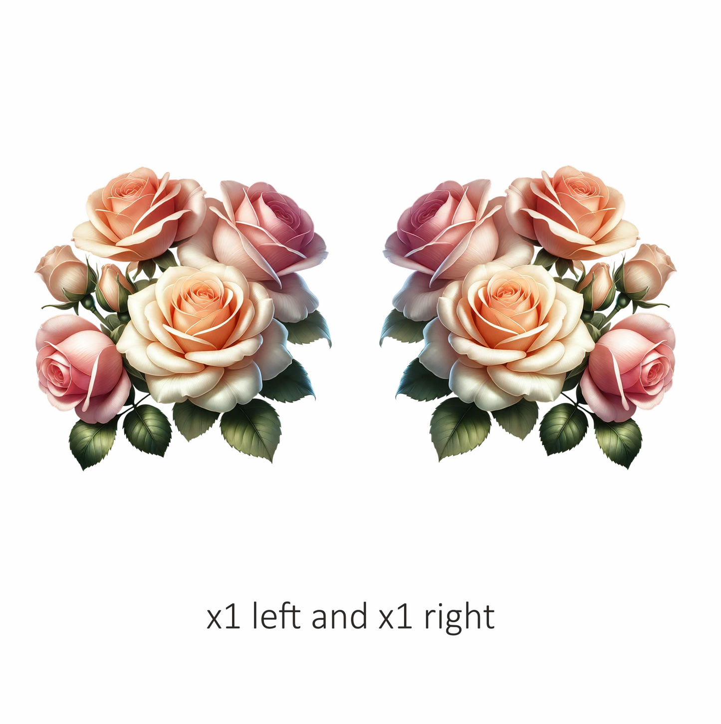 Peach Roses Pink Roses Green Leaves Vinyl Sticker Decal