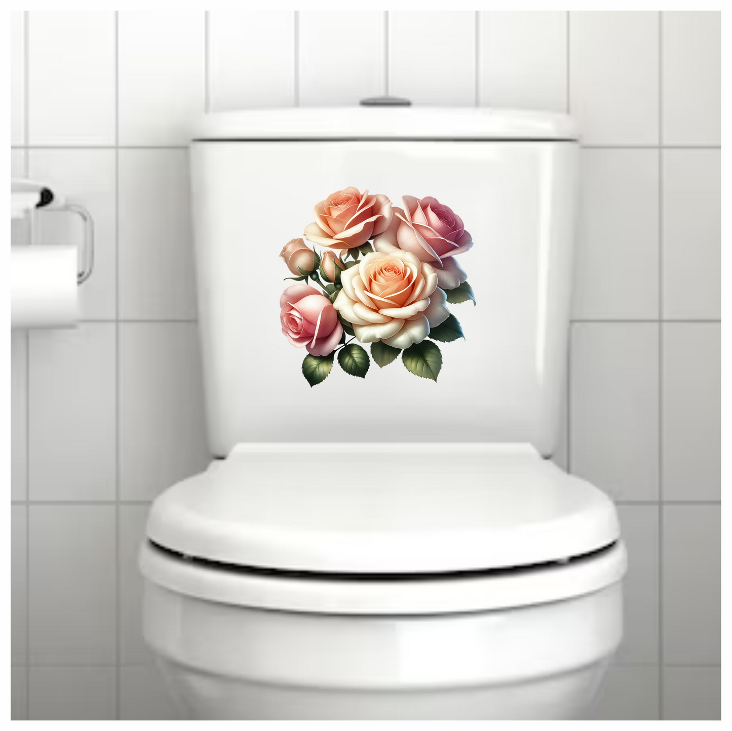 Peach Roses Pink Roses Green Leaves Vinyl Sticker Decal